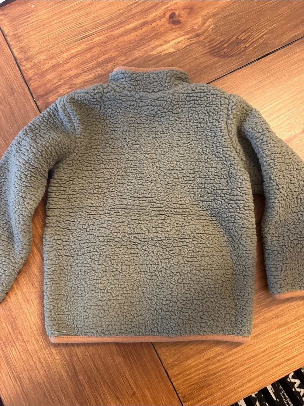 Gymboree Olive Sherpa Pullover with Tan Trim